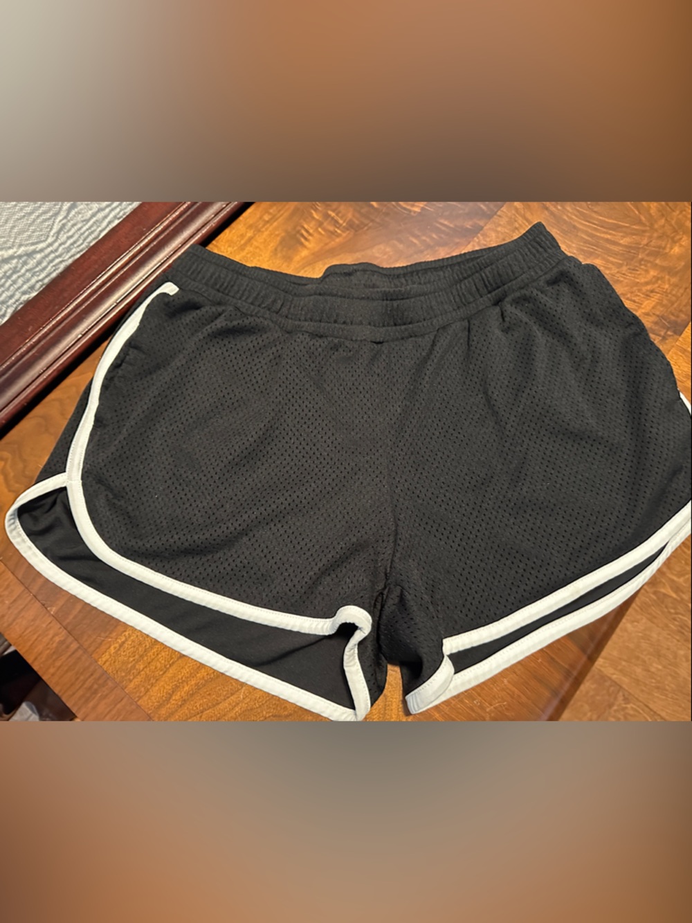 Old Navy Black Athletic Mesh Shorts with White Trim S